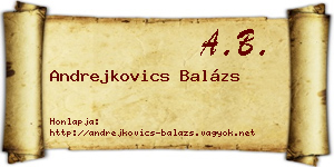 Andrejkovics Balázs névjegykártya