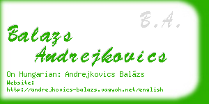 balazs andrejkovics business card