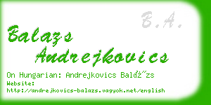 balazs andrejkovics business card